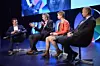 Det er farlig å spå om fremtiden, sa Statnett-sjef Auke Lont, men gjorde det likevel på årets Zero-konferanse. Fra venstre: Marius Holm (Zero), Auke Lont (Statnett), Siri Hall Arnøy (Zero) og Christian Rynning-Tønnesen (Statkraft).