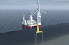Illustrasjon av Ocean Wind Services' installasjonsfartøy «Semi Sumbersible Crane Vessel», eller SSCV.
