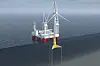Illustrasjon av Ocean Wind Services' installasjonsfartøy «Semi Sumbersible Crane Vessel», eller SSCV.