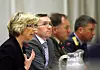 Statssekretær Espen Barth-Eide er i Washington for å forhandle frem kontrakter i forbindelse med det norske kampflykjøpet. Her fra en tidligere høring om kampflyprosjektet. F.v. forsvarsminister Anne-Grete Strøm-Erichsen, Barth Eide, forsvarssjef Sverre Diesen og generalinspektør for Luftforsvaret, Stein Erik Nodeland,