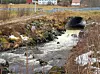 Stokke bru ved Leirvika. Den gamle stålrørskulverten skal skiftes ut med plass-støpt betongkulvert.