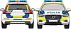 Volvos nye politibiler i Sverige skal umiddelbart kunne identifisere stjålne biler på veien, gjennom automatisk skiltlesning. Foto: Polisen.se