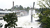 Fossen i sentrum av Hønefoss onsdag. Vannføringen var mye større torsdag morgen, ifølge Ringerikes Blad.