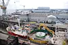 KLAR FOR SJØSETTING: Andre uken i april forlot Skagerrak Birkenhead for å returnere til fabrikken i Halden. Første oppdrag etter oppgraderingen er levering av kabler til BPs elektrifiseringsprosjekt på Valhall.