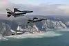 Danske F-16-fly tok i helgen en avskjedsrunde over Danmark. På bildet flyr de utenfor Møns Klint.