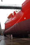 ETTER: Skagerrak i tørrdokken, etter sammensveisingen.