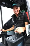Bård Eker i førersetet på Shuttle 0001. Foto: Tore Stensvold