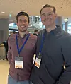 Spennende å bli faglig oppdatert om pågående bruprosjekter! Eirik Willand (Rambøll) (til venstre) og Sondre Rydtun Haug (Norconsult) Foto: Ingrid F. Bjørgo/Statens vegvesen