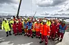 Ansatte fra Statoil, Rosenberg, samt representanter fra regjeringen og kommunen var samlet på Martin Linge fredag. Bilde: Mathias Klingenberg
