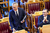 Finansminister Jens Stoltenberg og utenriksminister Espen Barth Eide før finanstalen i Stortinget.