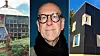 Chanelle”: Europas første moderne ny-fornybar-baserte nullenergihus med solvarme, solstrøm, vind og kakkelovn, fra 1988 (t.v.) Solhuset på Randaberg med bygningsintegrerte solceller til høyre. Arkitekt og professor Harald N. Røstvik i midten. Alle foto: Harald N. Røstvik