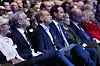 Statsminister Jonas Gahr Støre (f.v.) Svein Tore Holsether, kronprins Haakon, ordfører i Oslo Anne Lindboe og administrerende direktør i NHO Ole Erik Almlid under NHOs årskonferanse i Oslo Spektrum 8. januar 2025.