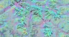 Dette er et interferogram beregnet ut fra to satellittradarbilder over Telluride og San Juan-fjellene i Colorado, USA. De små fargeforstyrrelsene i enkelte fjellsider indikerer den ørsmå bevegelsen til strømmer av frossent materiale, såkalte steinbreer. Den nye studien viser at klimaendringer akselererer hastigheten av disse landskapselementene over hele det vestlige USA, blant annet i San Juan-fjellene. Bildets reelle bredde er 50 km Foto: Interferogram, Kääb/Røste