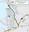 Kart over området for prosjektet. Illustrasjon: Visuell kommunikasjon/Statens vegvesen