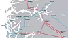 Oppgradering av linja mellom Sogndal og Modalen, og ny linje over Sognefjorden til Aurland vil gi bedre kapasitet i kraftnettet på Vestlandet. Blå linjer er 300 kV. Røde er 420 kV. Illustrasjon: Statnett