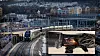 Inngangen til Follobanen fra Oslo, med utsnitt av en av de brente høiyspenningskablene.