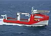 Noryards NY100 – et IMR-fartøy Noryards Fosen skal levere til BOA Offshore i mars 2017. Opprinnelig ble skipet bestilt med en 150-tonns NOV-kran med stålwire. Det er nå endret til en NOV Trident med fibertau som kan løfte 150 tonn og sette ned på 3000 meter. Dermed kan skipet også fungere som konstruksjonsskip. Bruksområdet øker, uten at skipet blir større. Illustrasjon: Noryards/ Gunnar F AS