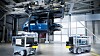 På Siemens' testsenter i Nürnberg er nå et privat 5G-nettverk i drift. Roboter som disse skal testes på nettverket.