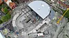Til hjelp i produksjonsplanleggingen tar NCC slike dronefotos hver uke. Dette ble tatt dagen etter at membranen på Q-Bic Plus fordrøyningsanlegget var kommet på plass (merket med rødt X).