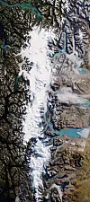 Isfeltet i det sørlige Patagonia strekker seg over både Argentina og Chile og dekker 16.800 kvadratkilometer. Foto: Nasa
