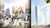 Arkitektbyrået NBBJ har designet denne skyskraperløsningen med to bygninger som jobber sammen for å unngå skygger i rommet mellom dem.