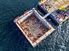Endene av stålrørspelene i forskalingen til betongkassa som skal støpes på toppen. Foto: Arash A. Nejad