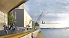 Kan det nye museet få en effekt à la Operaen i Oslo, at det blir et samlingssted for både turister og fastboende? Illustrasjon: Mestres Wåge / Sørlandets kunstmuseum