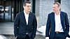 Konsernsjef Geir Håøy (t.v.) i Kongsberg-Gruppen og administrerende direktør Eirik Lie i Kongsberg Defence & Aerospace er stolte og glade over fregatt-kontrakten med Forsvarsmateriell.