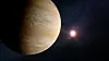 GJ1214b: Slik kan eksoplaneten GJ 1214 b se ut. Dette er en varm «mini-neptun» som befinner seg omtrent 48 lysår fra jorden. Tidligere spektroskopiske observasjoner viser at planeten er innhyllet i aerosoler (skyer eller dis), noe som hittil har gjort det umulig å fastslå hvilke gasser atmosfæren består av. Illustrasjon: Nasa, Esa, CSA, Dani Player (STScI)