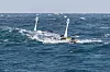 Slik så det ut da en 120-meter lang del av systemet ble testet i Stillehavet i sommer. Foto: Ocean Cleanup