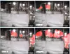 Her er det opptak fra CCTV som viser området der lekkasjen oppstod. Lekkasjestedet er til venstre i bildet, skjult bak presenningen. De røde skyene tydeliggjør hvor det er synlige forandringer som følge av lekkasjen. (CCTV-opptak: Statoil)