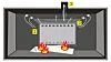 1) Luft suges inn gjennom hull bak platen. 2) Luften varmes opp til 250 grader og anntennes sammen med røykgassene fra forbrenningen. 3) Mer fullstendig forbrenning gir lavere utslipp av partikler.