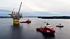 Like før klokken 8 torsdag morgen startet slepet av Aasta Hansteen fra Digernessundet, like utenfor Stord. Målet er Norskehavet.
