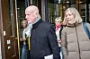 Bane Nord styreleder Per Sanderud, konsernsjef Agnete Johnsgaard-Lewis og konserndirektør for utbygging Bettina Sandvin på vei ut fra Samferdselsdepartementet onsdag formiddag.