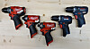 Dette er modellene som er testet. Fra høyre: Bosch 10.8V-EC (referanse), Bosch 12-35, Milwaukee M12 FDD, Milwaukee M12 FQID og Milwaukee M12 FID