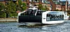 Hyke Shuttle 0001 går i rute i Fredrikstad. Fergen er 15 meter lang, 5,8 meter bred og har plass til 50 passasjerer. Foto: Hyke
