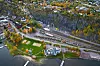 Nye Holmestrand stasjon sett fra luften.