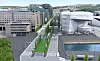 FREMTID: Slik skal det se ut ved Østbanehallen og området der Bispelokket ligger i dag når Dronning Eufemias gate står ferdig i 2015. Illustrasjon: Statens vegvesen / Vianova