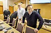 Rottefella-sjef Torstein Myklebostad (f.h.) sammen med Claus Schmidt fra Zacco og advokat Halvor Manshaus i Oslo tingrett. Foto: Arash A.Nejad